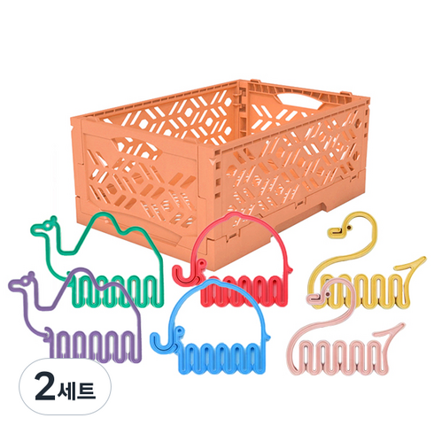 라이프플러스 양말 속옷 정리함 + 미니행거 6종 세트, 오렌지, 2세트