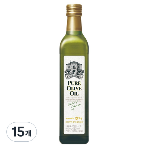 백설 CJ 백설 유러피안 퓨어 올리브유, 500ml, 15개