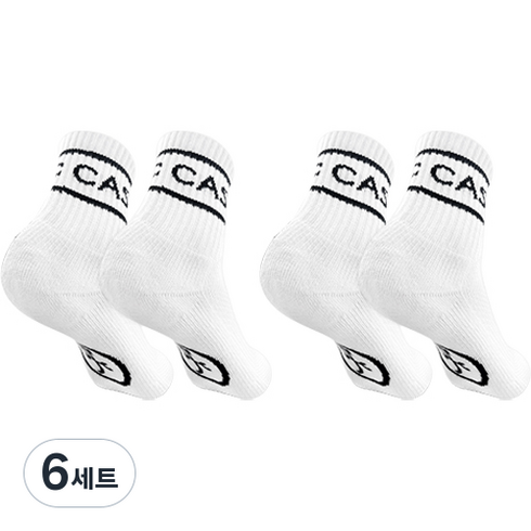 까스텔바작 남녀공용 압박 쿠션 보웬벡스 중목 양말 4켤레, 화이트, 6세트