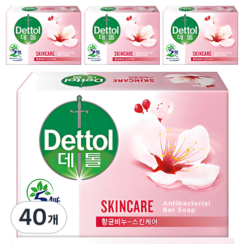 데톨 스킨케어 향균비누, 100g, 40개입