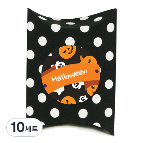 도나앤데코 아주작은반달상자 블랙30p + 러블리 할로윈 펌킨&꼬마 halloween 4cm스티커 30p, 10세트