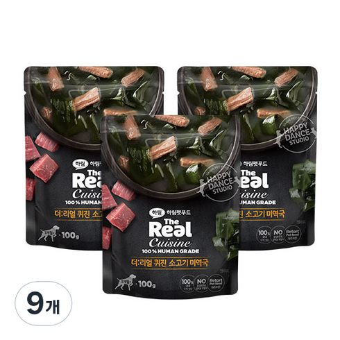 하림펫푸드 더리얼 퀴진 강아지 파우치, 소, 100g, 9개