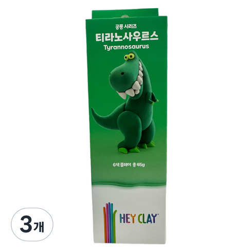 종이나라 아동용 티라노사우르스 헤이클레이, 3개, 검정 + 흰색 + 빨강 + 연두 + 진초록 + 초록