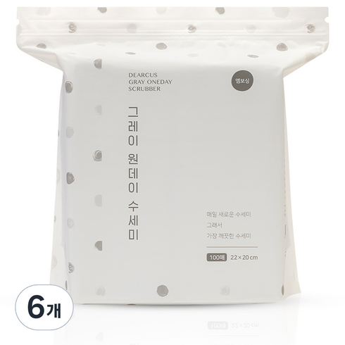 디어커스 원데이 엠보싱 수세미 팩타입, 그레이, 6개, 100개
