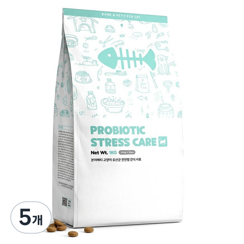 본아페티 고양이 유산균 스트레스 장건강 기능성 사료, 장건강/유산균, 1kg, 5개