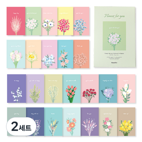 모노라이크 플라워 포유 엽서 24종 세트, 혼합색상, 2세트