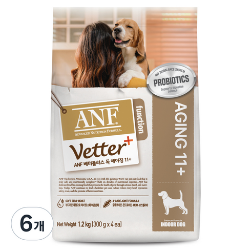 ANF 베터플러스 독 기능성 사료 에이징 11+, 시니어, 1.2kg, 6개