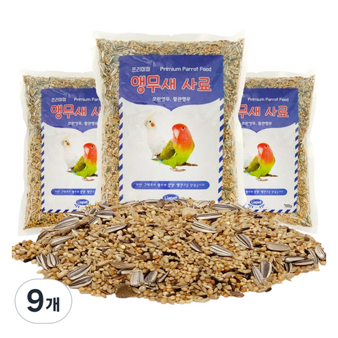 리아펫 프리미엄 앵무새 사료, 700g, 9개