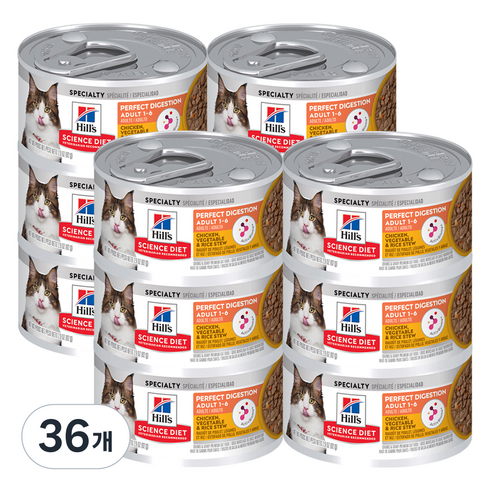 힐스 고양이 어덜트 퍼펙트 다이제스천 치킨 야채 스튜 사료, 닭, 82g, 36개