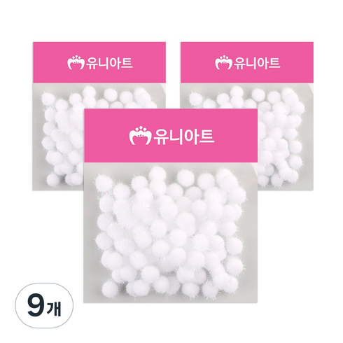 유니아트 5000 반짝이퐁퐁 만들기재료 20mm, 흰색, 9개