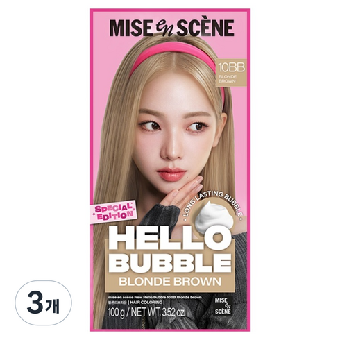 미쟝센 뉴 헬로버블 염모제 100g, 10BB 블론드브라운, 3개