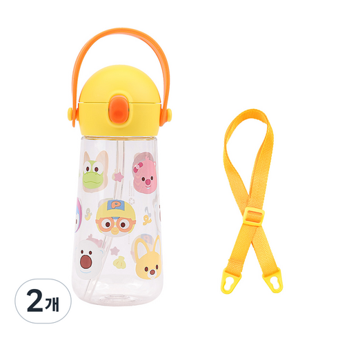 릴팡 더보틀 몰리 원터치어깨끈 트라이탄 빨대물통 뽀로로 피크닉, 혼합색상, 470ml, 2개