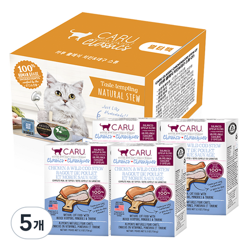카루펫푸드 전연령 고양이 클래식 스튜, 치킨+대구, 624g, 5개