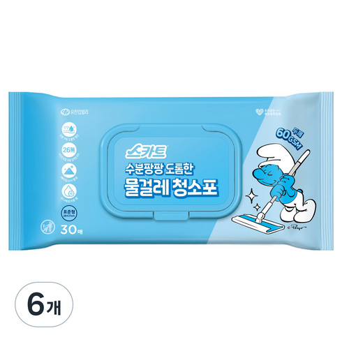 스카트 수분팡팡 도톰한 물걸레 청소포 30p, 6개