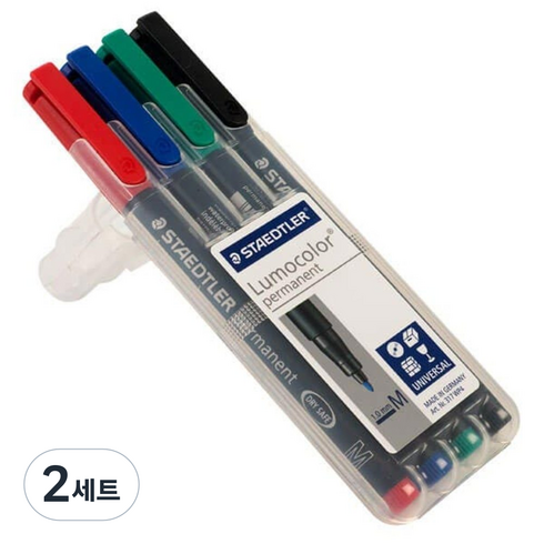 스테들러 루모컬러 다용도 유성펜 M 317 4색 세트, 혼합 색상, 2세트