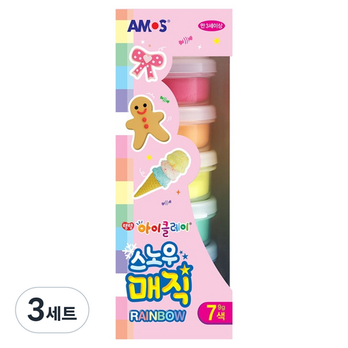 아모스 탱탱아이클레이 스노우 매직 레인보우 9g x 7종 세트, 혼합색상