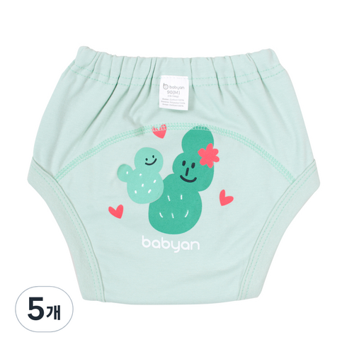 베이비앙 배변훈련팬티 3중방수, 선인장, 5개