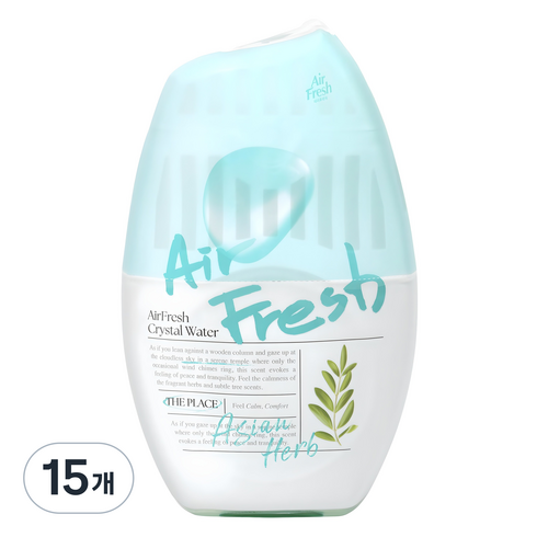 에어후레쉬 크리스탈워터 실내용 방향제, 400ml, 15개, 아시안허브향