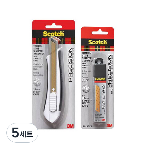 스카치 티타늄 커터칼 세트 대, 혼합색상, 5세트