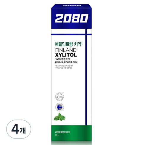 2080 자일리톨 애플민트 치약, 110g, 4개