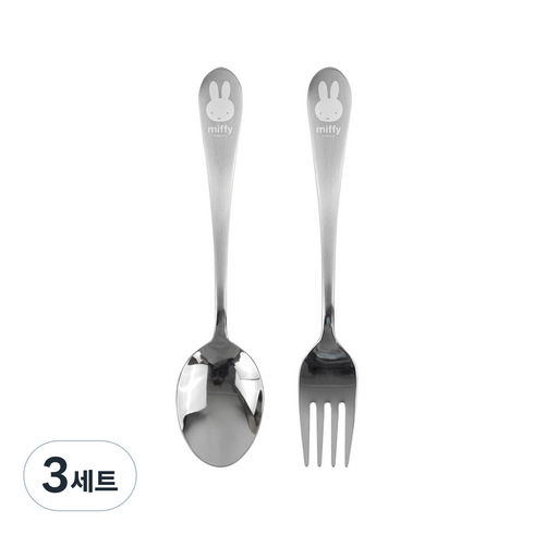 씨에스동양상사 레이저스텐 미피 스푼 포크 세트, 혼합색상, 스푼 + 포크, 3세트
