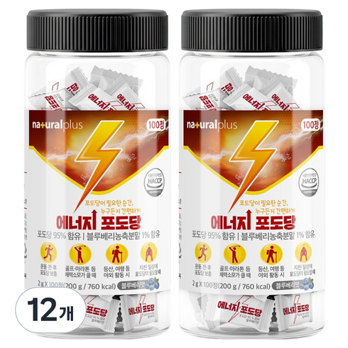 내츄럴플러스 에너지 포도당 캔디, 12개, 100정