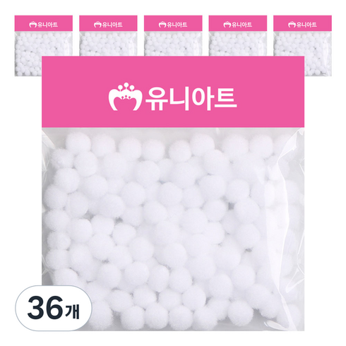 유니아트 1000 퐁퐁 10mm, 흰색, 36개