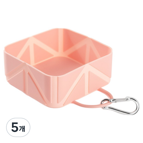 파스텔펫 반려동물 휴대용 야외 접이식 그릇 FREE(10.5 x 10.5 x 4.5 cm), 5개, 핑크
