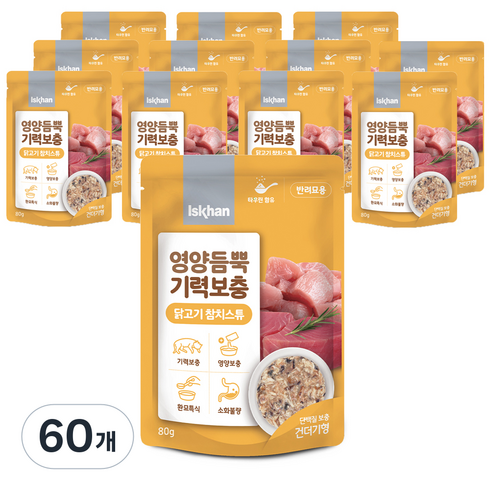 이즈칸 고양이 영양듬뿍 기력보충 스튜, 닭고기참치스튜, 80g, 60개