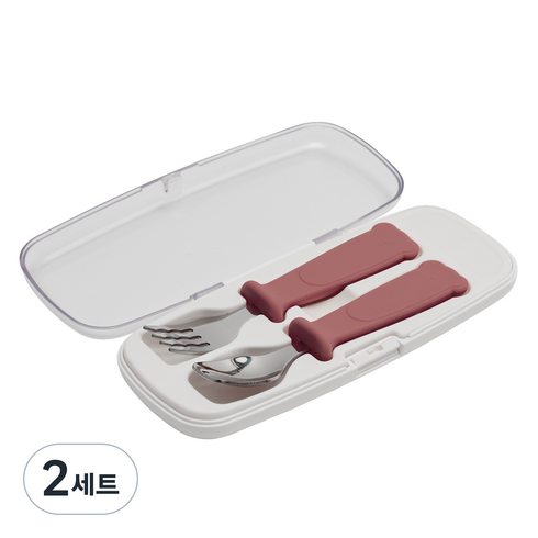 폴레드 유아용 폴쿵 이유식 스푼 + 포크 세트, 스트로베리문, 2세트