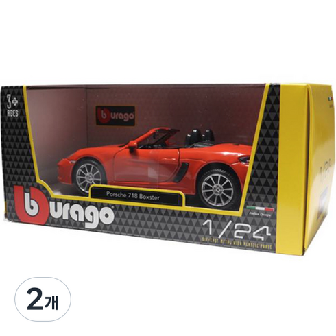브라고 1 : 24 포르쉐 718 박스터 모형 완구, 오렌지, 2개