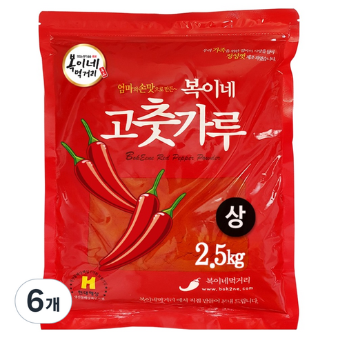 복이네먹거리 고춧가루 보통맛, 6개, 2.5kg