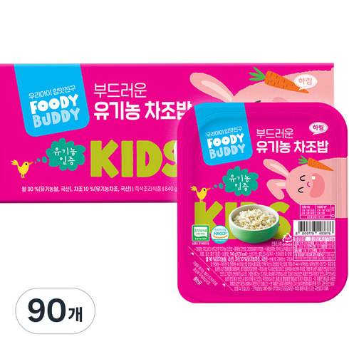 푸디버디 부드러운 유기농 차조밥, 140g, 90개