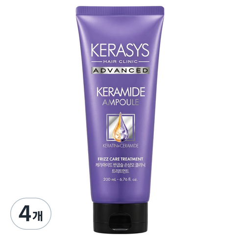 케라시스 케라마이드 반곱슬 손상모 클리닉 헤어트리트먼트, 200ml, 4개