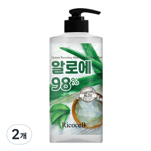 리코셀 네이처 리커버리 알로에 수딩 젤 이엑스, 1L, 2개