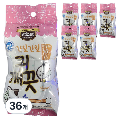 에티펫 반려동물용 귀 깨끗 세정 물티슈 30p, 150g, 36개
