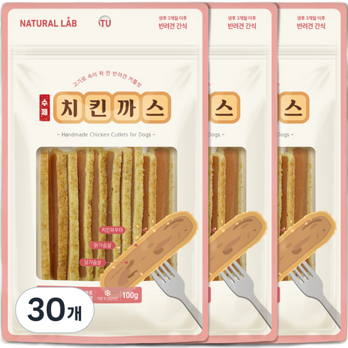 네츄럴랩 커틀릿 강아지 간식, 치킨까스, 100g, 30개