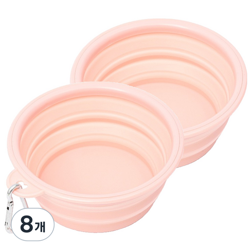 애와니 반려동물 접이식 애견휴대용식기 M 650ml, 핑크, 8개