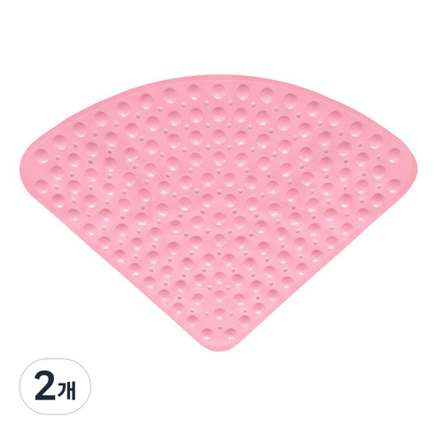 언헤브 부채꼴 욕실 미끄럼방지 매트, E핑크, 2개