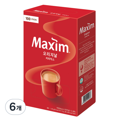 맥심 오리지날 커피믹스, 11.8g, 100개입, 6개