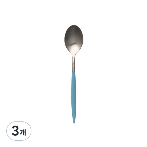 까사무띠 아모르 무광 실버 디저트 스푼, 스카이블루, 3개