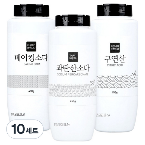 가성비가브랜드다 베이킹소다 450g + 과탄산소다 450g + 구연산 450g 세트, 10세트