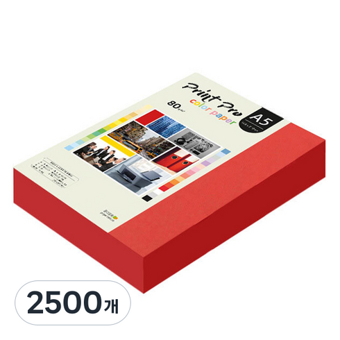 종이문화 프린트프로 칼라복사지 No 29 레드, 2500개