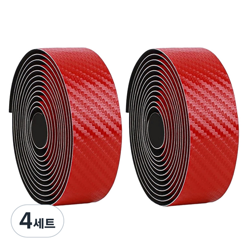 BTR 바테잎 핸들바 그립 테이프 원톤 세트, 레드, 4세트