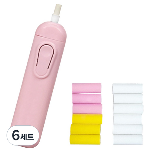 아가플러스 심플 파스텔 전동 지우개 + 리필 심 세트, 랜덤발송, 6세트
