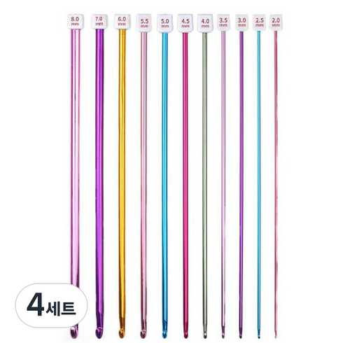 마켓플랜 뜨개질 비비드 롱 코바늘, 4세트