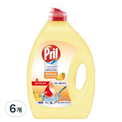 프릴 시크릿 오브 베이킹소다 플러스 상큼한 오렌지향, 6개, 2.5L