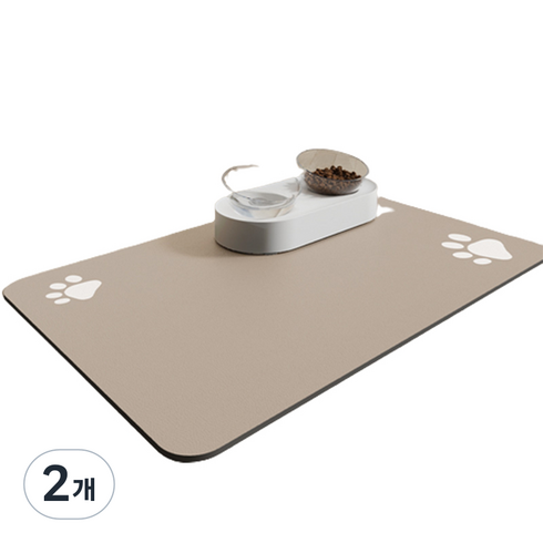 파스텔펫 반려동물 논슬립 방수 식기매트 50 x 30 cm, 베이지, 2개