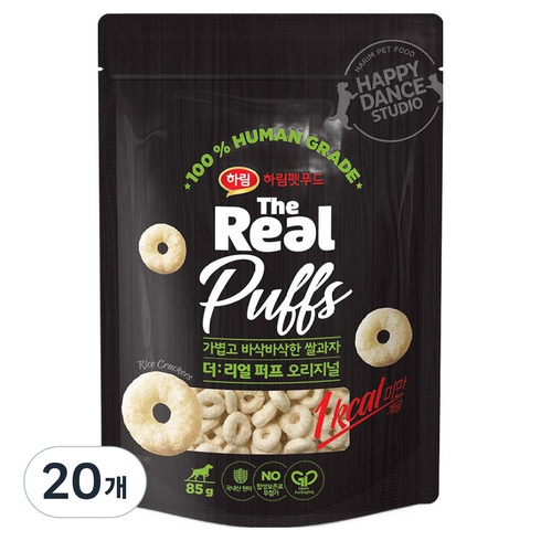하림펫푸드더리얼 강아지 퍼프 쌀과자, 오리지널, 85g, 20개