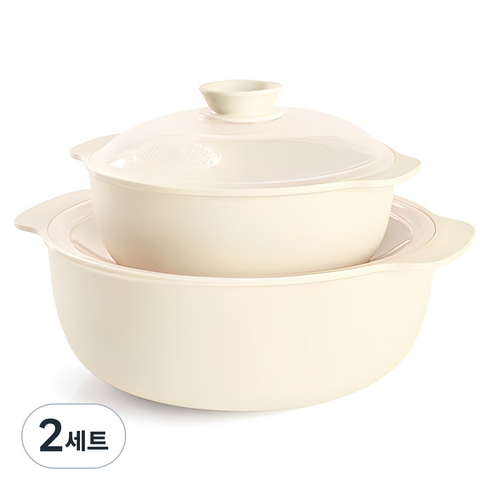 심플아이콘 모노 스마트 찜기 대 + 중 세트, 아이보리, 2세트